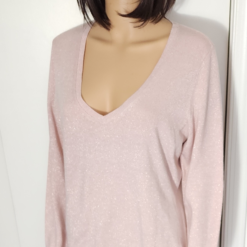 New York & Company Pink V-Neck Sweater